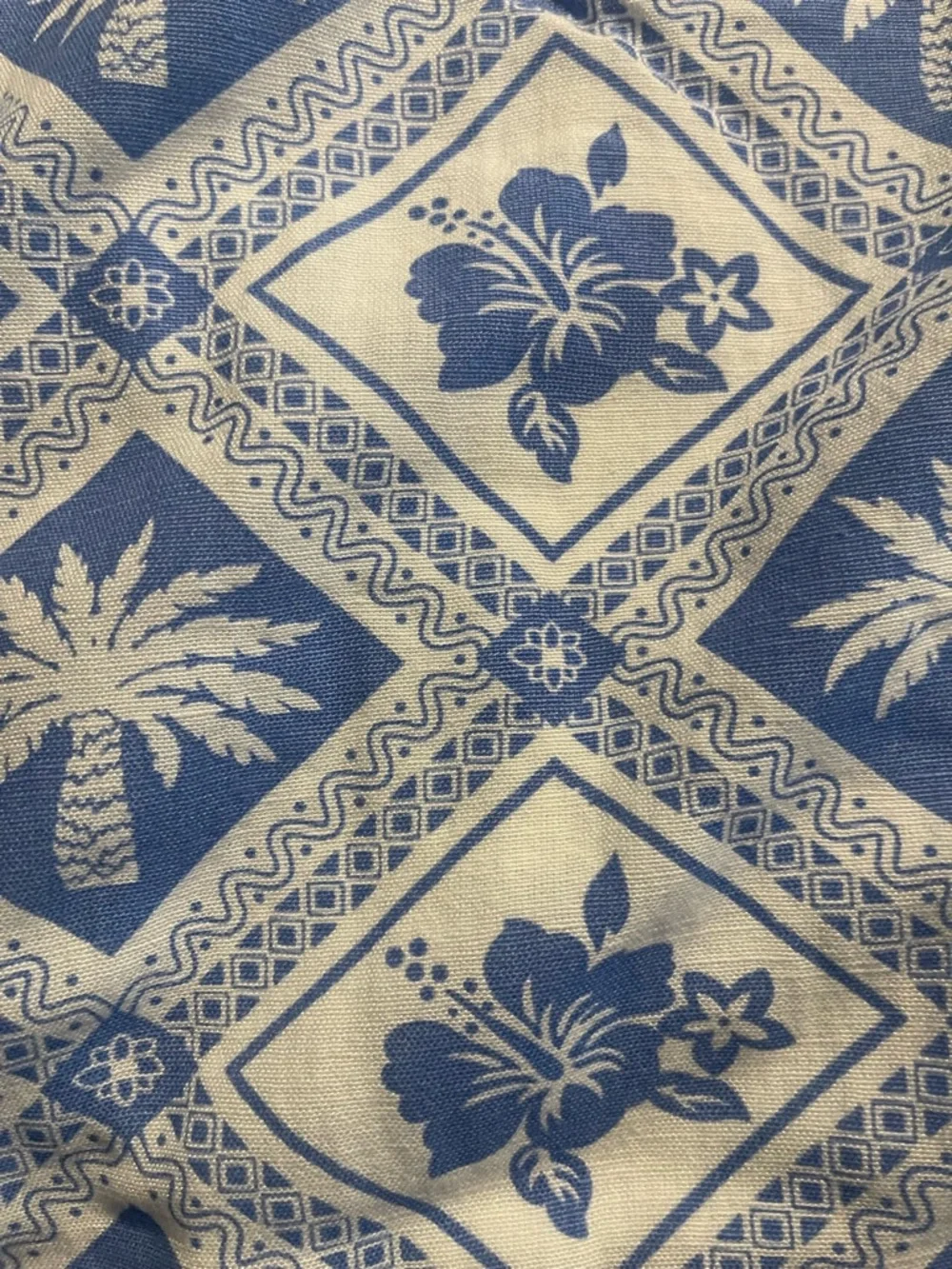 Blue Palm Tree Tile-Print Spaghetti-Strap Maxi Dress.